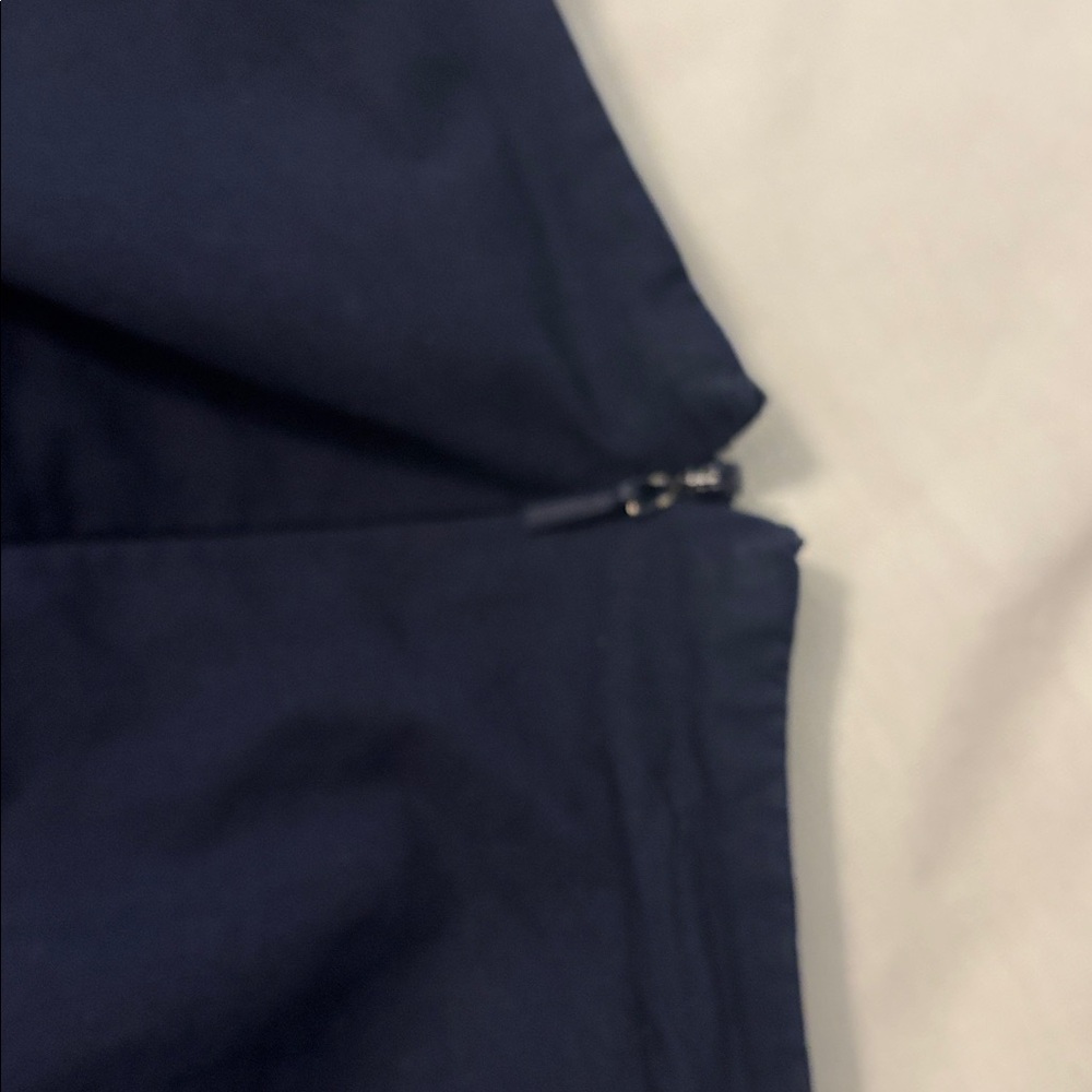 LL Bean Signature Navy Poplin Dress SZ 16 100% Cotton fit & flare lined midi - Picture 11 of 14